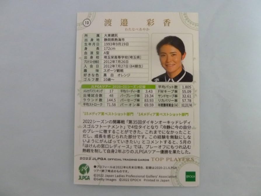 Amazon.co.jp: 女子プロゴルフ 渡邉彩香プロ 直筆サイン入り2022